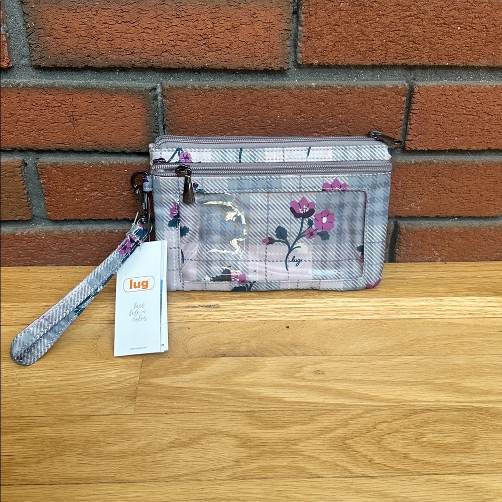 Lug Peekaboo Pink and Gray Floral Wristlet